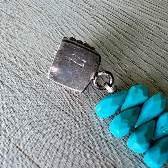 Sleeping Beauty Turquoise Bracelet w Moonstone Clasp – 1990s Vintage - Picture 7 of 15